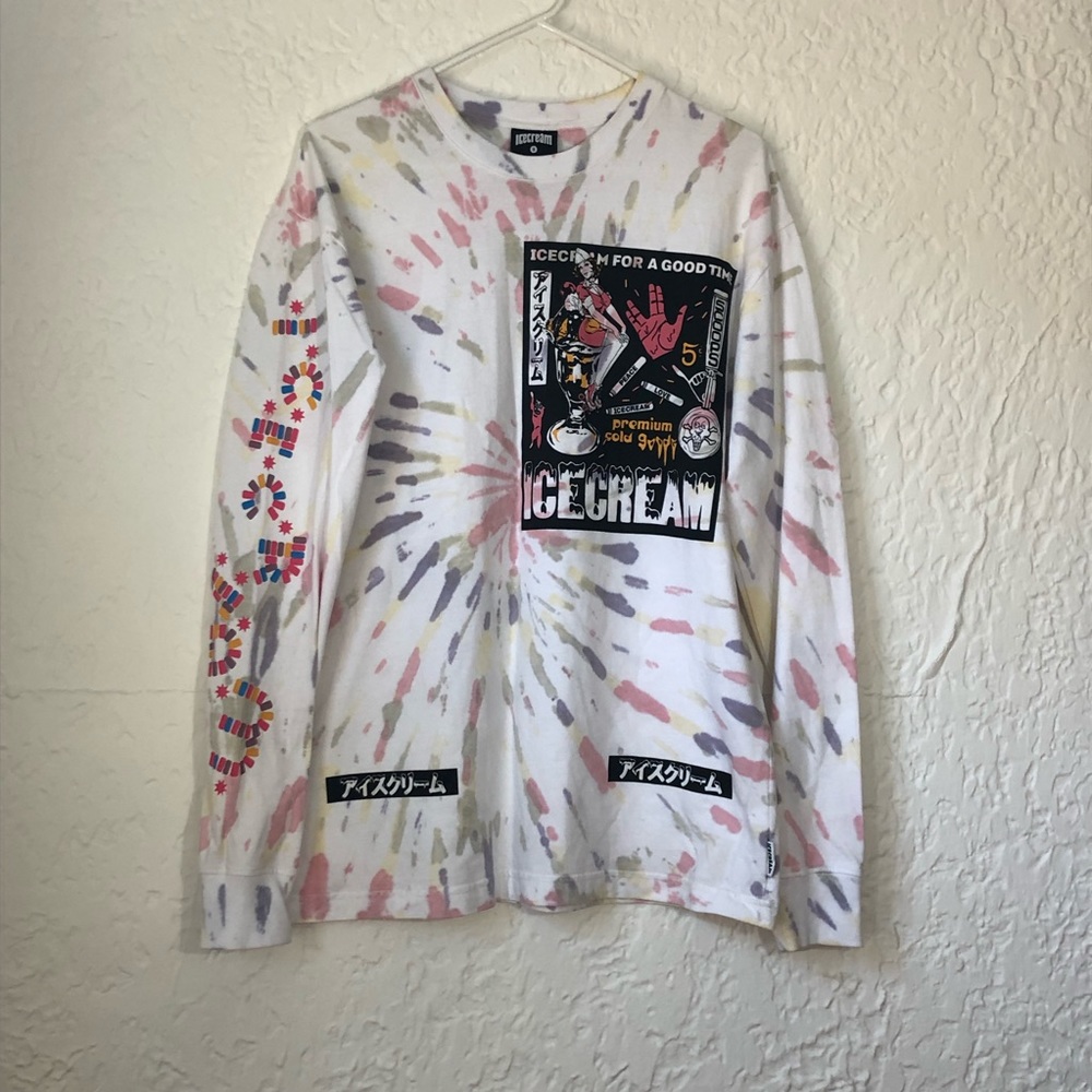 Ice Cream Tie Dye Graphic T Shirt Long Sleeve BBC